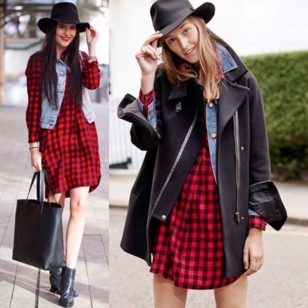 Madewell Flannel Latitude Shirtdress in Buffalo Plaid M